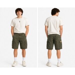 Unionbay Cargo Shorts Mens 36 Olive Green Cotton Multi Pocket Rugged Gorpcore